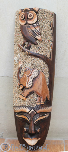 Wooden Mask, Hand Carved From Albesia Wood
