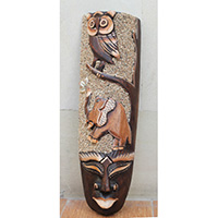 Wooden Mask, Hand Carved From Albesia Wood