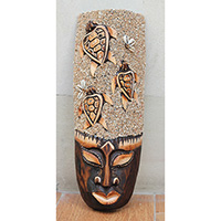 Wooden Mask, Hand Carved From Albesia Wood