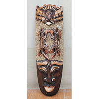 Wooden Mask, Hand Carved From Albesia Wood