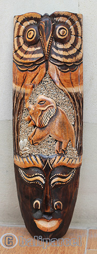 Wooden Mask, Hand Carved From Albesia Wood