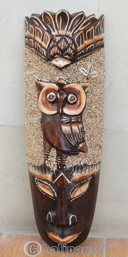 Wooden Mask, Hand Carved From Albesia Wood