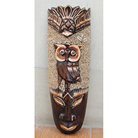 Wooden Mask, Hand Carved From Albesia Wood