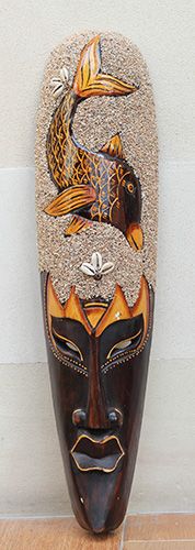 Wooden Mask, Hand Carved From Albesia Wood