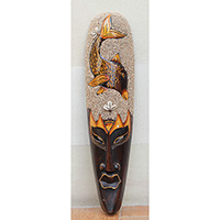 Wooden Mask, Hand Carved From Albesia Wood