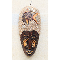 Wooden Mask, Hand Carved From Albesia Wood