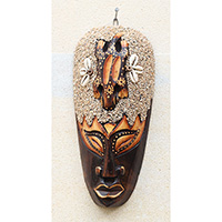 Wooden Mask, Hand Carved From Albesia Wood
