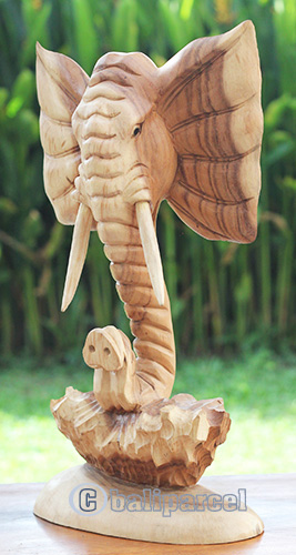 Wooden Elephant Head, Hand Carved From Suar Wood