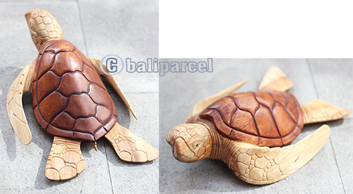 Wooden Turtle Carving, Hand Carved From Suar Wood