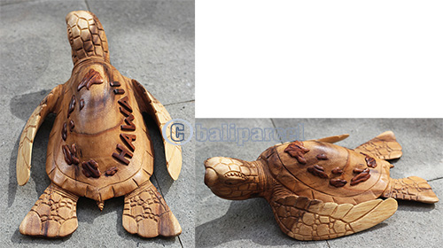Wooden Turtle Carving, Hand Carved From Suar Wood