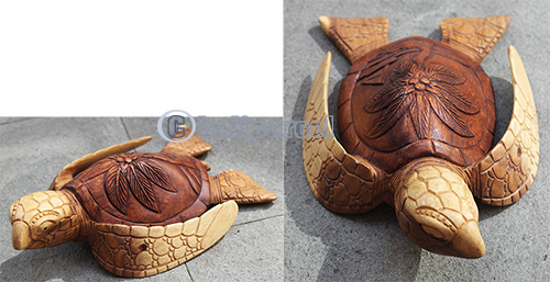 Wooden Turtle Carving, Hand Carved From Suar Wood
