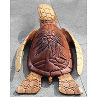 Wooden Turtle Carving, Hand Carved From Suar Wood