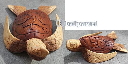 Wooden Turtle Carving, Hand Carved From Suar Wood