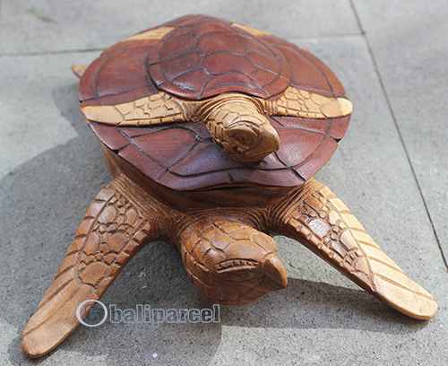 Wooden Fruit Holder, Turtle Carving, Hand Carved From Suar Wood