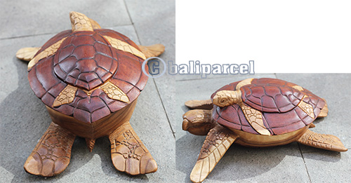 Wooden Fruit Holder, Turtle Carving, Hand Carved From Suar Wood