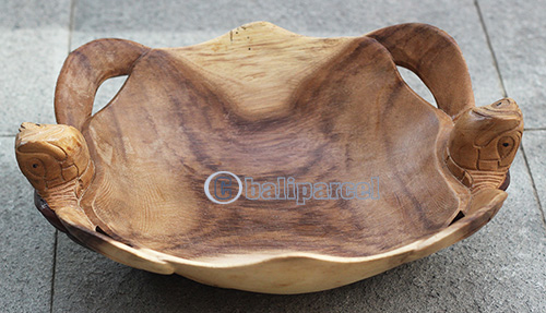 Wooden Turtle Bowl, Hand Carved From Suar Wood