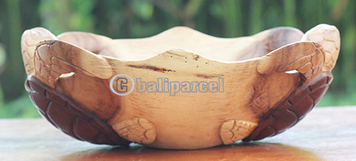 Wooden Turtle Bowl, Hand Carved From Suar Wood