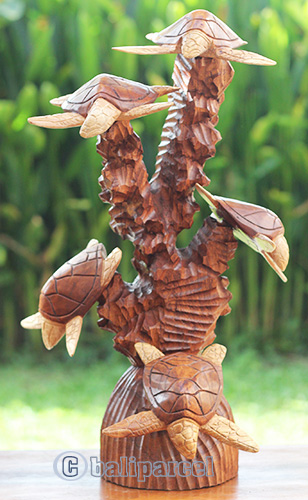 Wooden Turtle, Hand Carved From Hibiscus Wood