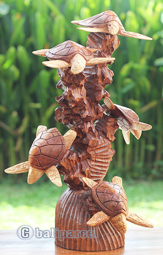 Wooden Turtle, Hand Carved From Hibiscus Wood