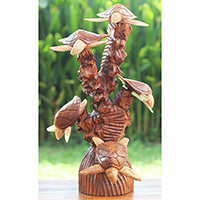 Wooden Turtle, Hand Carved From Hibiscus Wood