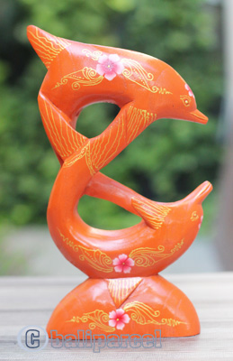 Wooden Dolphins With Painted, Handmade From Albesia Wood