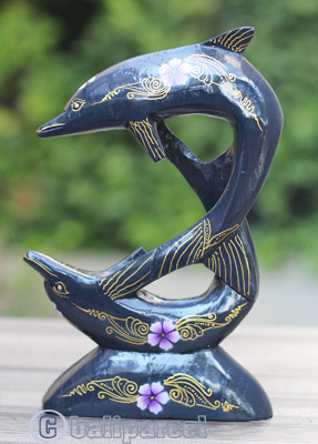 Wooden Dolphins With Painted, Handmade From Albesia Wood