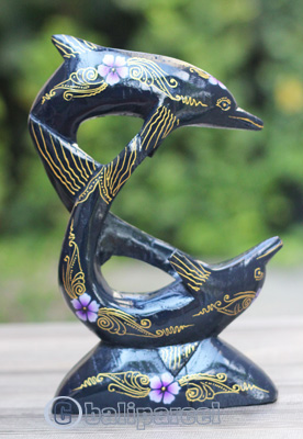 Wooden Dolphins With Painted, Handmade From Albesia Wood