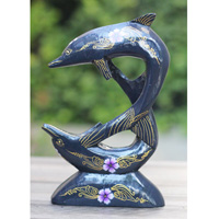 Wooden Dolphins With Painted, Handmade From Albesia Wood