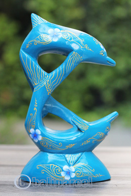 Wooden Dolphins With Painted, Handmade From Albesia Wood