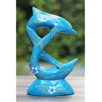Wooden Dolphins With Painted, Handmade From Albesia Wood