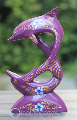 Wooden Dolphins With Painted, Handmade From Albesia Wood
