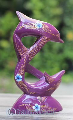 Wooden Dolphins With Painted, Handmade From Albesia Wood