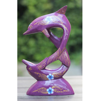 Wooden Dolphins With Painted, Handmade From Albesia Wood