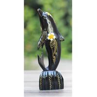 Wooden Dolphins With Painted, Handmade From Albesia Wood