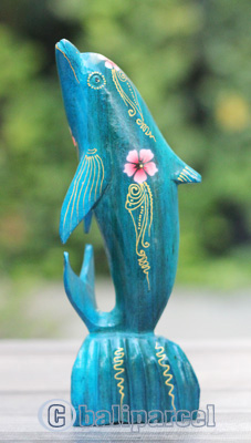 Wooden Dolphins With Painted, Handmade From Albesia Wood