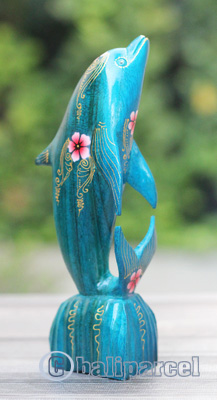 Wooden Dolphins With Painted, Handmade From Albesia Wood