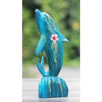Wooden Dolphins With Painted, Handmade From Albesia Wood