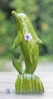 Wooden Dolphins With Painted, Handmade From Albesia Wood