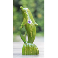 Wooden Dolphins With Painted, Handmade From Albesia Wood