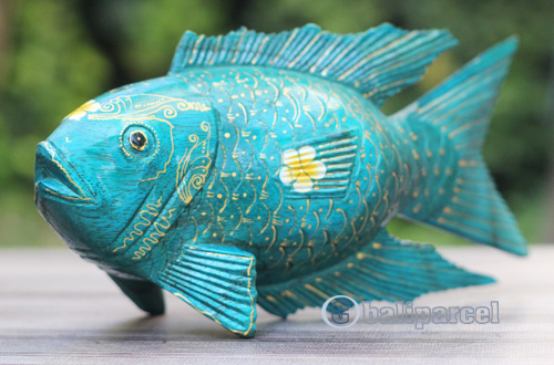 Wooden Fish With Painted, Handmade From Albesia Wood