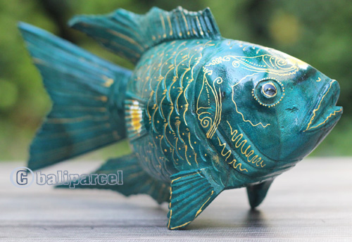 Wooden Fish With Painted, Handmade From Albesia Wood