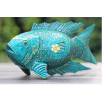 Wooden Fish With Painted, Handmade From Albesia Wood