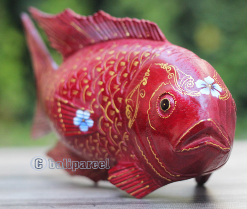 Wooden Fish With Painted, Handmade From Albesia Wood