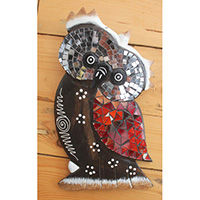 Wooden Wallhanging Owl Painted With Mosaic, Handmade From Albesia Wood