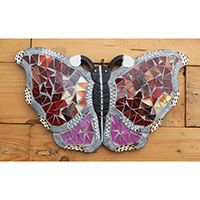 Wooden Wallhanging Butterfly Painted With Mosaic, Handmade From Albesia Wood