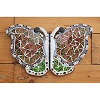 Wooden Wallhanging Butterfly Painted With Mosaic, Handmade From Albesia Wood
