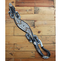 Singel Gecko Wall Plaque, Handcarved From Albesia Wood