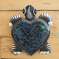 Wooden Wallhanging Turtle Painted With Mosaic, Handmade From Albesia Wod