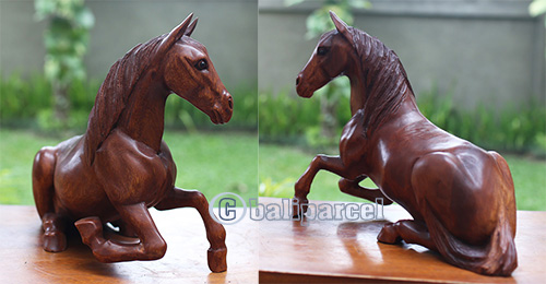 Wooden Horse, Handmade From Suar Wood