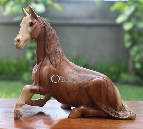 Wooden Horse, Handmade From Suar Wood